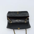 CHANEL Diana 25 Matelasse Chain Bag Patent Leather Black Gold CC Auth bs34314-15