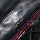 CHANEL Diana 25 Matelasse Chain Bag Patent Leather Black Gold CC Auth bs34314-16