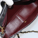 CHANEL Diana 25 Matelasse Chain Bag Patent Leather Black Gold CC Auth bs34314-17