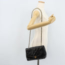 CHANEL Diana 25 Matelasse Chain Bag Patent Leather Black Gold CC Auth bs34314-24