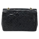 CHANEL Diana 25 Matelasse Chain Bag Patent Leather Black Gold CC Auth bs34314-3