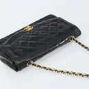 CHANEL Diana 25 Matelasse Chain Bag Patent Leather Black Gold CC Auth bs34314-6