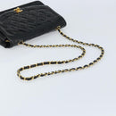 CHANEL Diana 25 Matelasse Chain Bag Patent Leather Black Gold CC Auth bs34314-7
