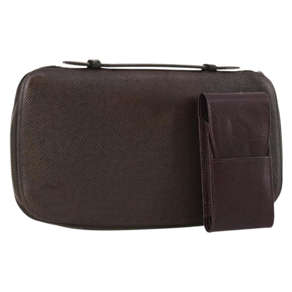LOUIS VUITTON Taiga Clutch Bag 2 Set Bordeaux LV Auth bs34315