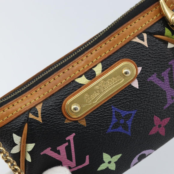 LOUIS VUITTON Multicolor Pochette Mira PM Pouch Black M60099 LV Auth bs34318A
