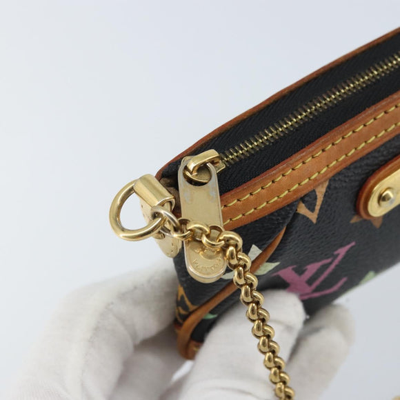 LOUIS VUITTON Multicolor Pochette Mira PM Pouch Black M60099 LV Auth bs34318A