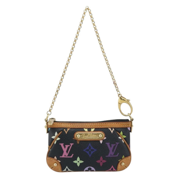 LOUIS VUITTON Multicolor Pochette Mira PM Pouch Black M60099 LV Auth bs34318A