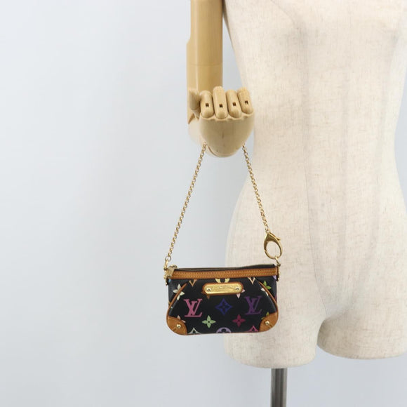 LOUIS VUITTON Multicolor Pochette Mira PM Pouch Black M60099 LV Auth bs34318A