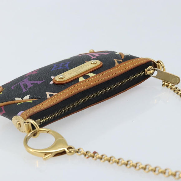 LOUIS VUITTON Multicolor Pochette Mira PM Pouch Black M60099 LV Auth bs34318A