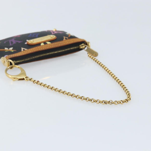 LOUIS VUITTON Multicolor Pochette Mira PM Pouch Black M60099 LV Auth bs34318A