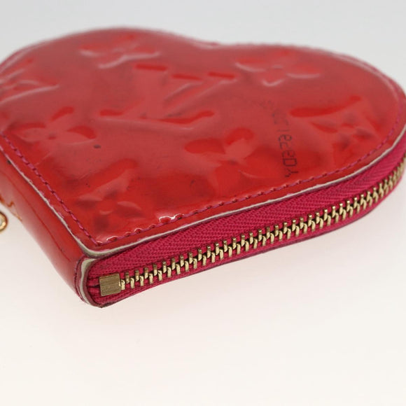 LOUIS VUITTON Vernis Porte Monnaie Coeur Coin Purse Rose Pop M93657 Auth bs34319
