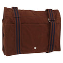HERMES Fourre Tout Shoulder Bag Cotton Brown Silver Auth bs34324-1