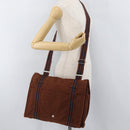 HERMES Fourre Tout Shoulder Bag Cotton Brown Silver Auth bs34324-24