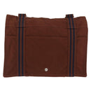 HERMES Fourre Tout Shoulder Bag Cotton Brown Silver Auth bs34324-13