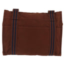 HERMES Fourre Tout Shoulder Bag Cotton Brown Silver Auth bs34324-2