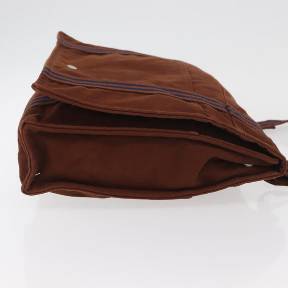 HERMES Fourre Tout Shoulder Bag Cotton Brown Silver Auth bs34324