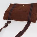 HERMES Fourre Tout Shoulder Bag Cotton Brown Silver Auth bs34324-6