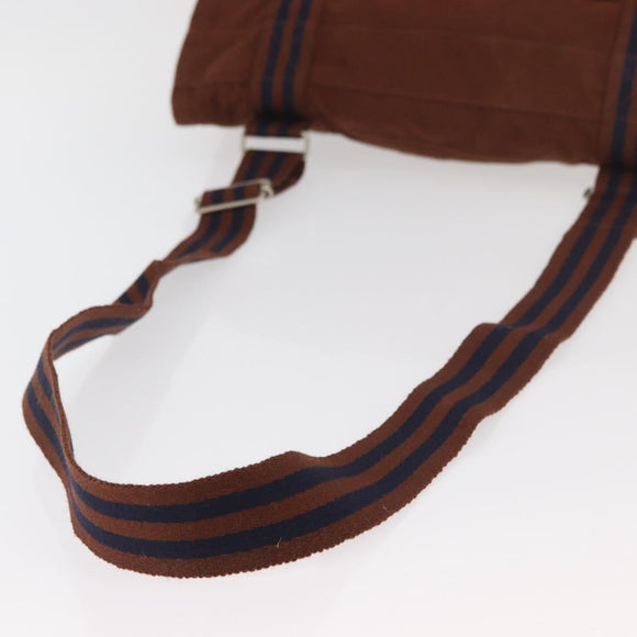HERMES Fourre Tout Shoulder Bag Cotton Brown Silver Auth bs34324