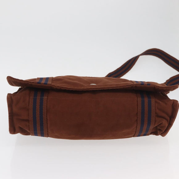 HERMES Fourre Tout Shoulder Bag Cotton Brown Silver Auth bs34324