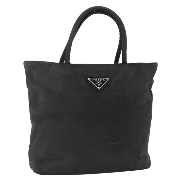 PRADA Hand Bag Nylon Black Silver Auth bs34325