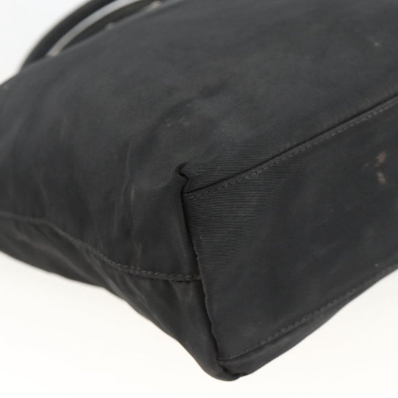 PRADA Hand Bag Nylon Black Silver Auth bs34325