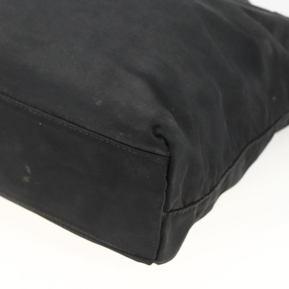 PRADA Hand Bag Nylon Black Silver Auth bs34325