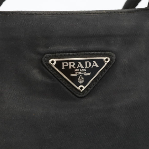 PRADA Hand Bag Nylon Black Silver Auth bs34325