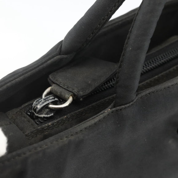 PRADA Hand Bag Nylon Black Silver Auth bs34325