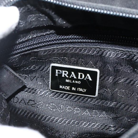 PRADA Hand Bag Nylon Black Silver Auth bs34325