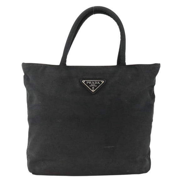 PRADA Hand Bag Nylon Black Silver Auth bs34325