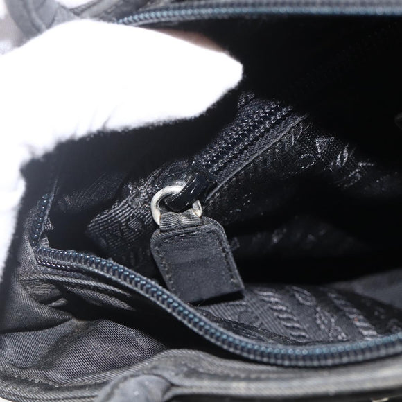 PRADA Hand Bag Nylon Black Silver Auth bs34325
