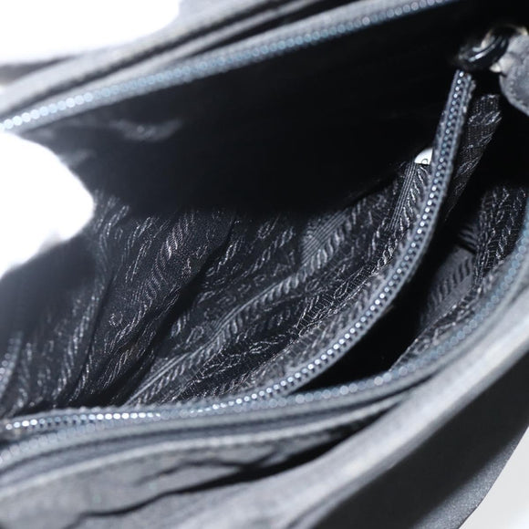 PRADA Hand Bag Nylon Black Silver Auth bs34325