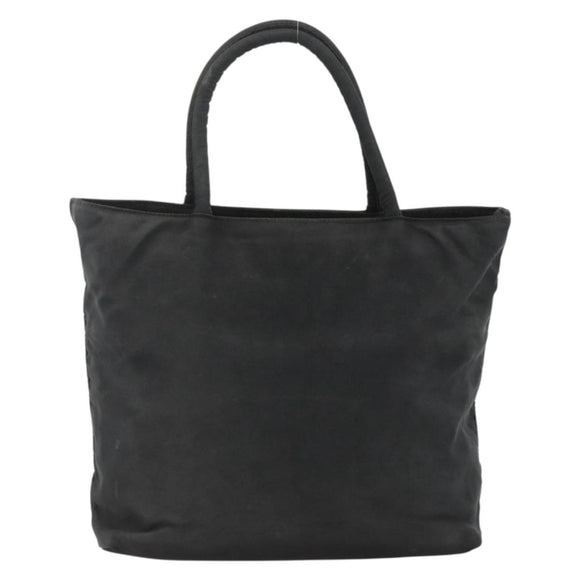 PRADA Hand Bag Nylon Black Silver Auth bs34325