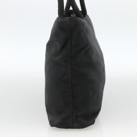 PRADA Hand Bag Nylon Black Silver Auth bs34325