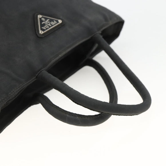 PRADA Hand Bag Nylon Black Silver Auth bs34325