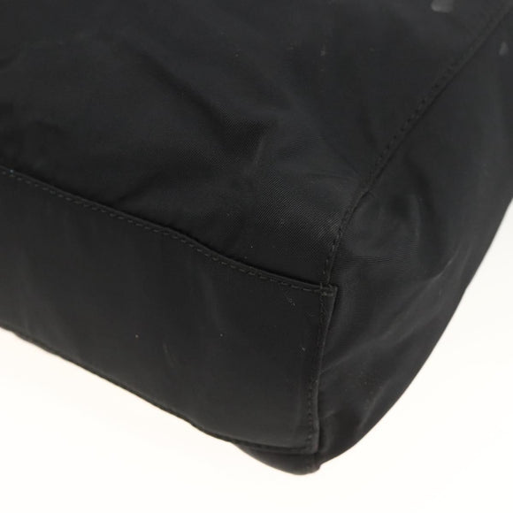 PRADA Chain Tote Bag Nylon Black Silver Auth bs34326