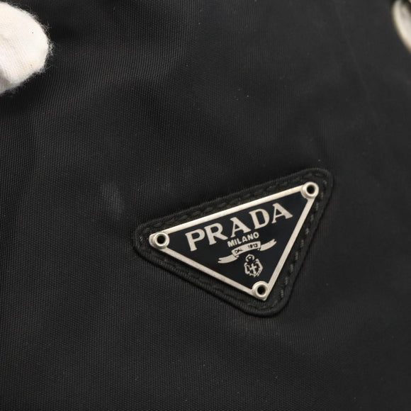 PRADA Chain Tote Bag Nylon Black Silver Auth bs34326