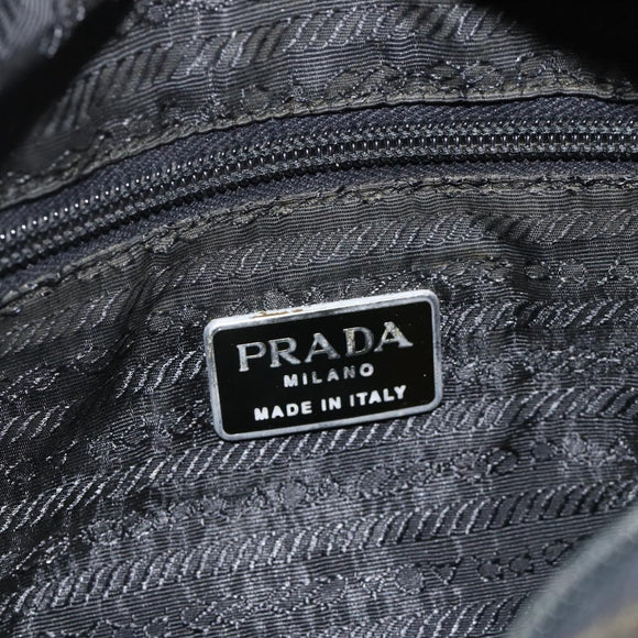 PRADA Chain Tote Bag Nylon Black Silver Auth bs34326