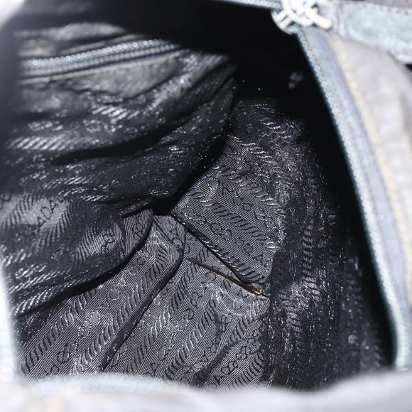 PRADA Chain Tote Bag Nylon Black Silver Auth bs34326