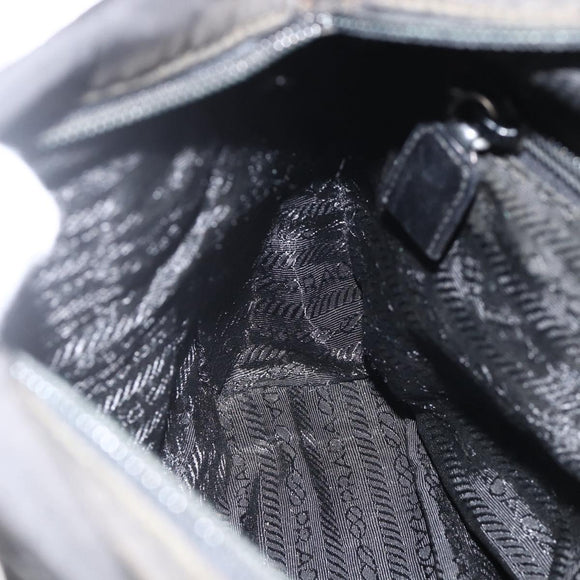 PRADA Chain Tote Bag Nylon Black Silver Auth bs34326