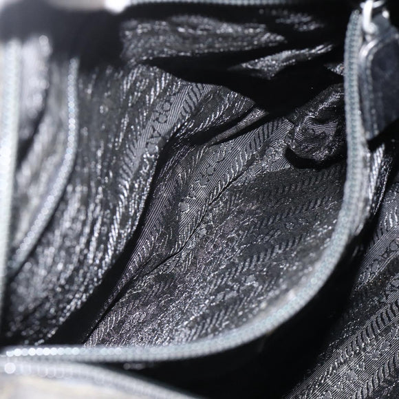 PRADA Chain Tote Bag Nylon Black Silver Auth bs34326