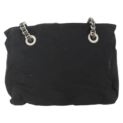 PRADA Chain Tote Bag Nylon Black Silver Auth bs34326 - 0