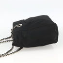 PRADA Chain Tote Bag Nylon Black Silver Auth bs34326-3