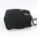 PRADA Chain Tote Bag Nylon Black Silver Auth bs34326-4