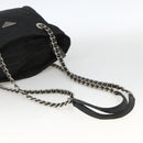 PRADA Chain Tote Bag Nylon Black Silver Auth bs34326-7