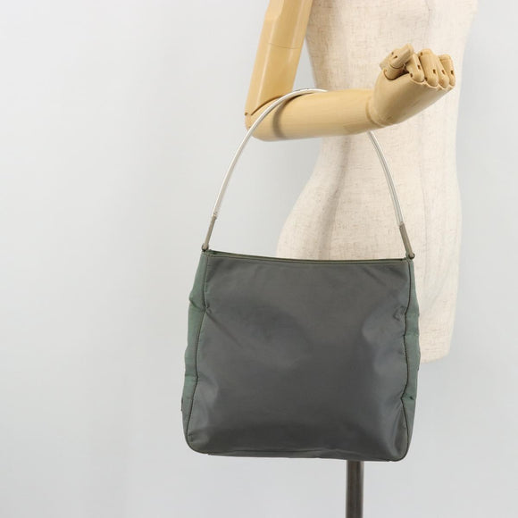 PRADA Shoulder Bag Nylon Green Silver Auth bs34327