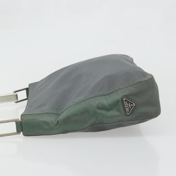 PRADA Shoulder Bag Nylon Green Silver Auth bs34327