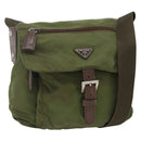 PRADA Shoulder Bag Nylon Green Silver Auth bs34328-1