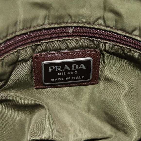 PRADA Shoulder Bag Nylon Green Silver Auth bs34328