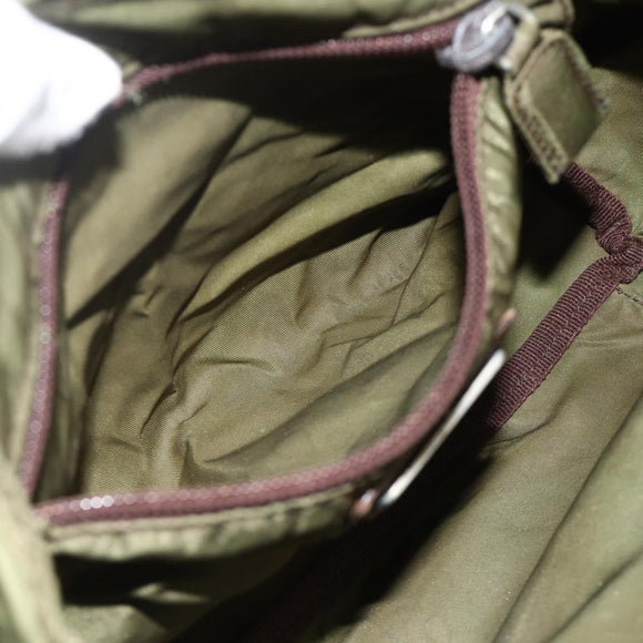 PRADA Shoulder Bag Nylon Green Silver Auth bs34328